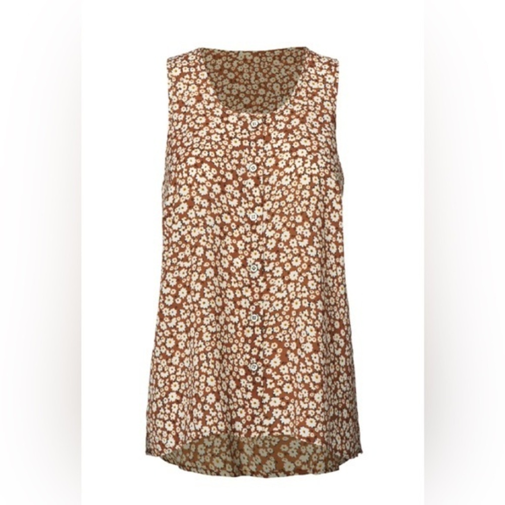 CAbi Brown Floral Sleeveless Top